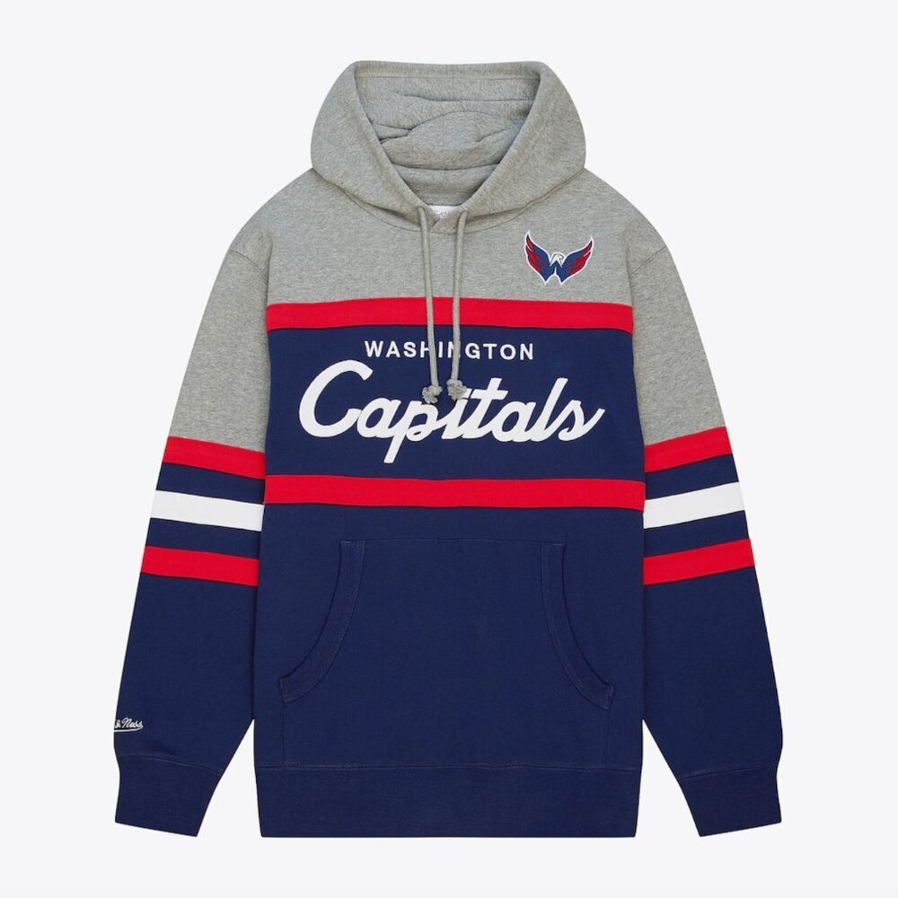 Mitchell & Ness Washington Capitals Fleece Lined Pullover Hoodie Red Blue, Small - Picture 2 of 10